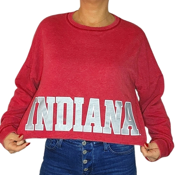 Pink by VS INDIANA 5th & Ocean Pullover Crop Sweater Long Sleeve Red Size Medium - Picture 1 of 4